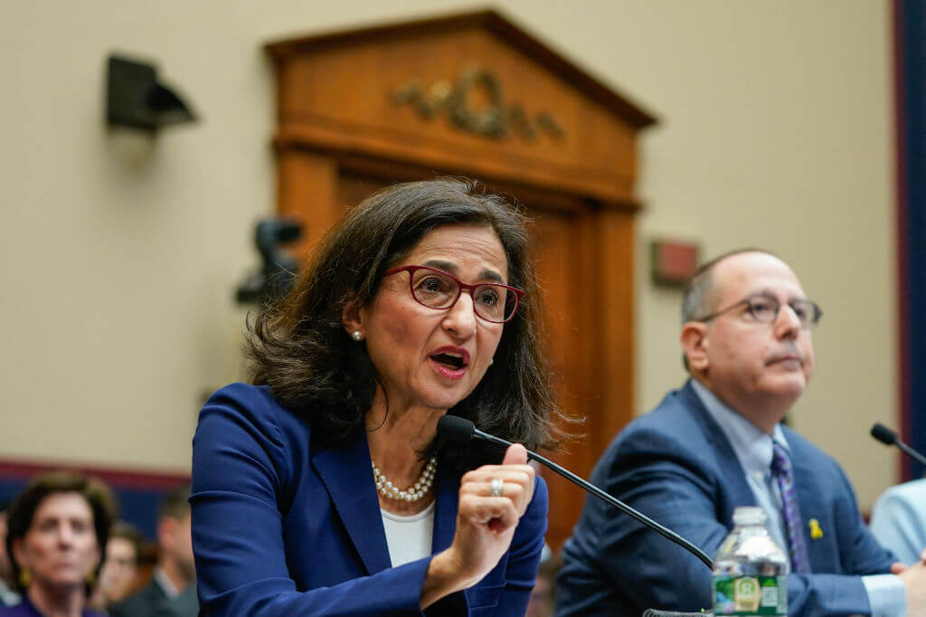 President of Columbia University Dr. Nemat (Minouche) Shafik testifies during a House hearing about antisemitism on college campuses, on April 17, 2024.