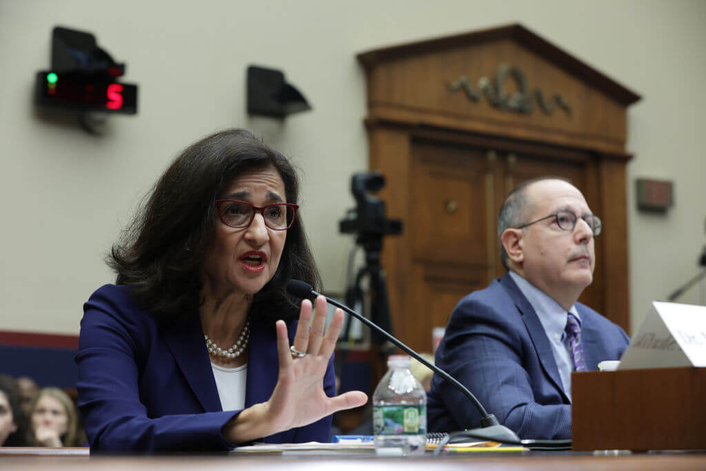 President of Columbia University Nemat “Minouche” Shafik testify before the House Committee on Education & the Workforce on April 17, 2024.