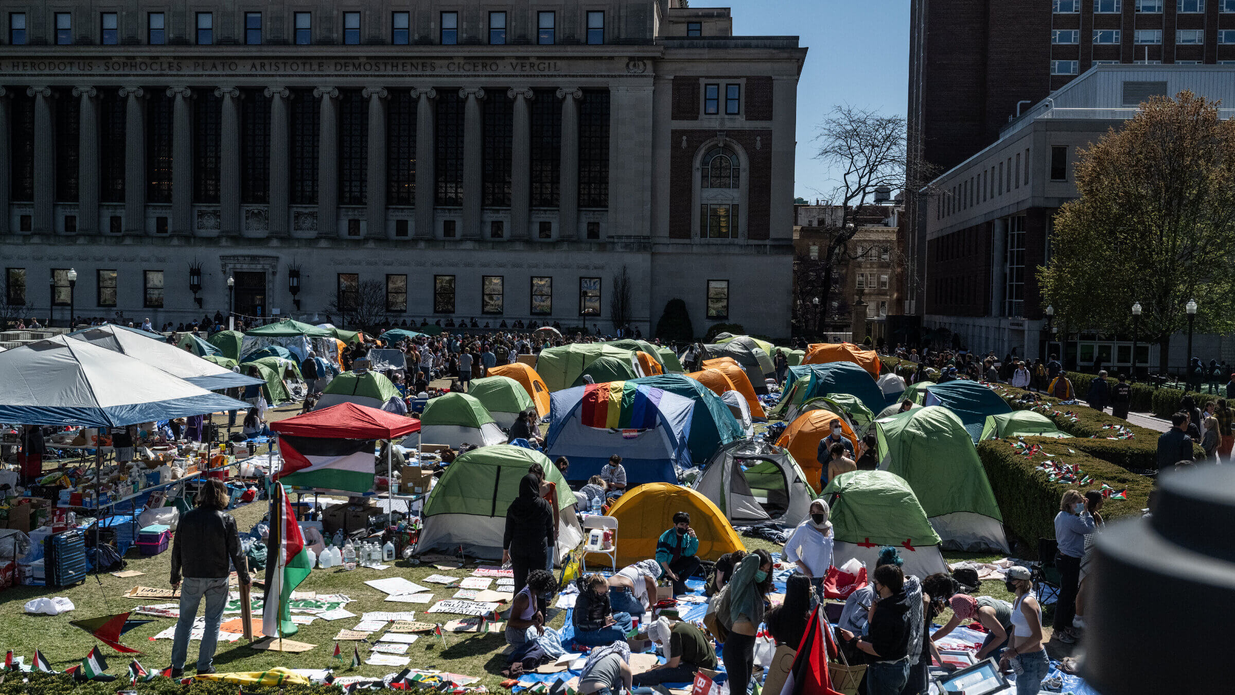 The "Gaza Solidarity Encampment" at Columbia University on April 23, 2024 