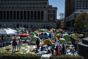The "Gaza Solidarity Encampment" at Columbia University April 23.