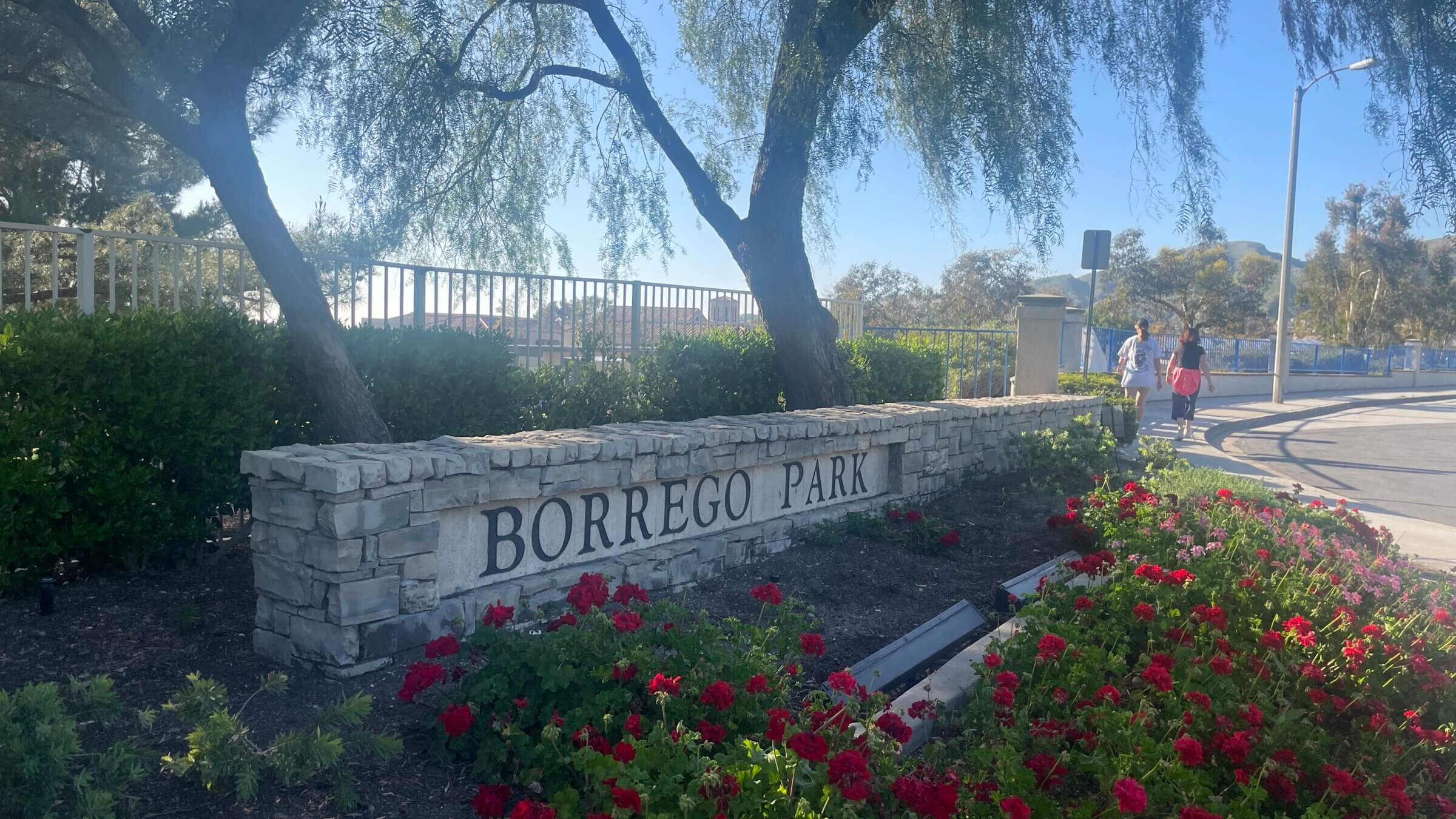 The entrance to Borrego Park in Lake Forest, California. Blaze Bernstein's body was discovered buried at the park on Jan. 10, 2018.