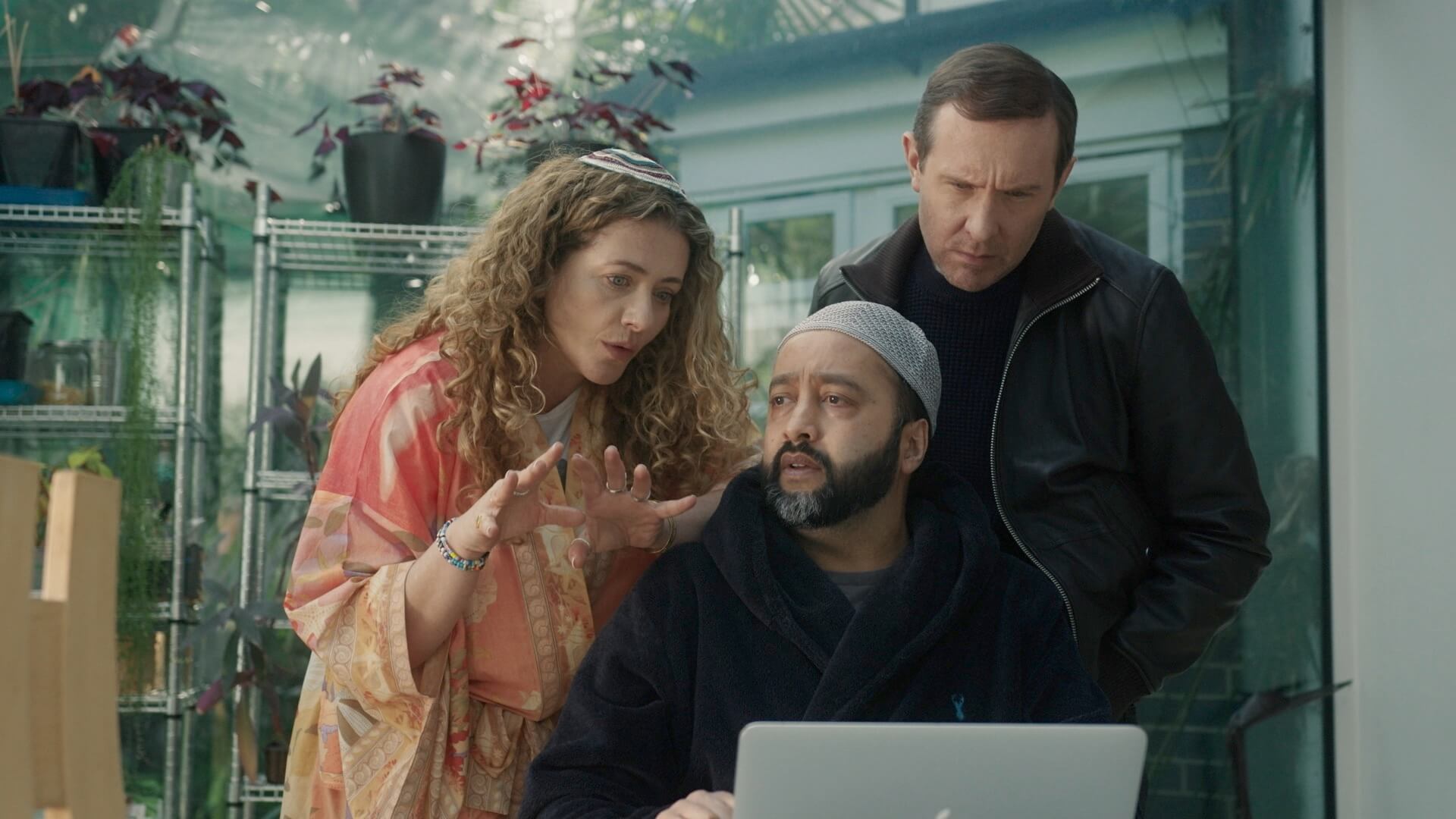 A rabbi, an imam and a Jewish journalist draft a statement responding to a terror attack in Season 2 of <i>Hapless.</i>

