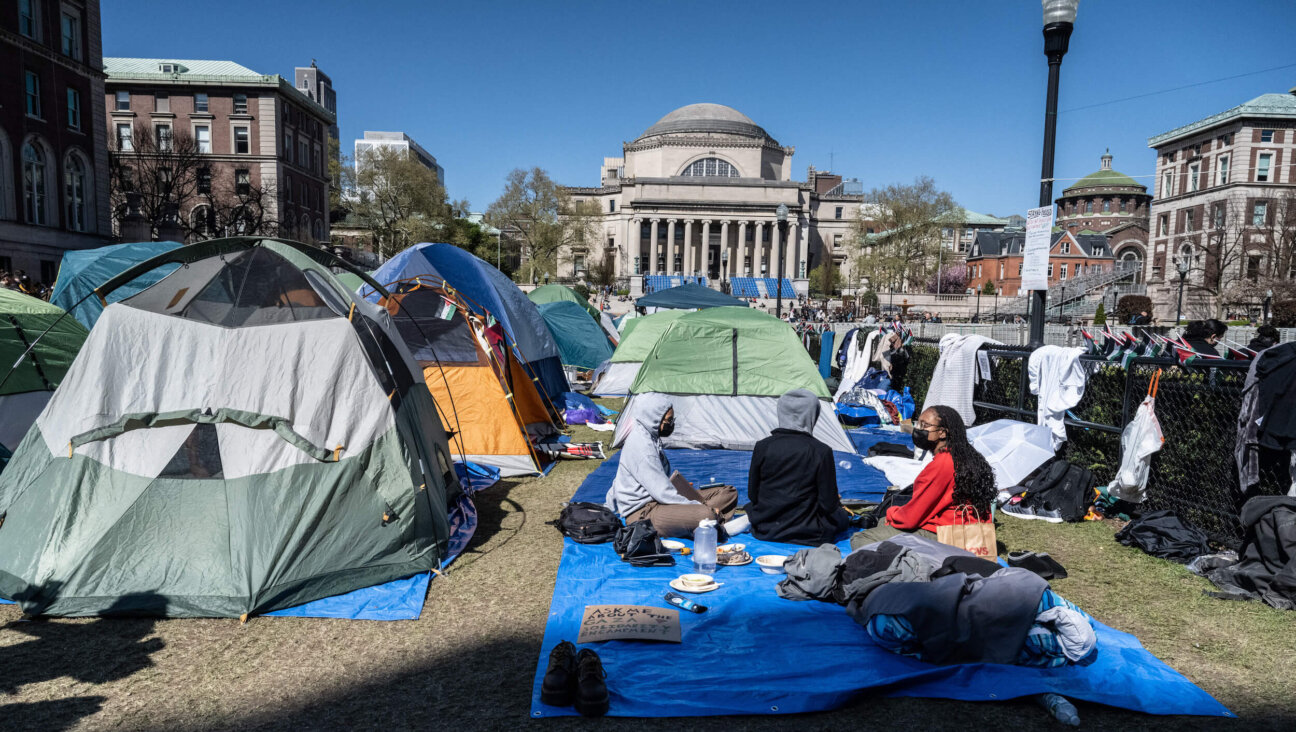 Pro-Palestinian demonstrators at an encampment at Columbia University. 