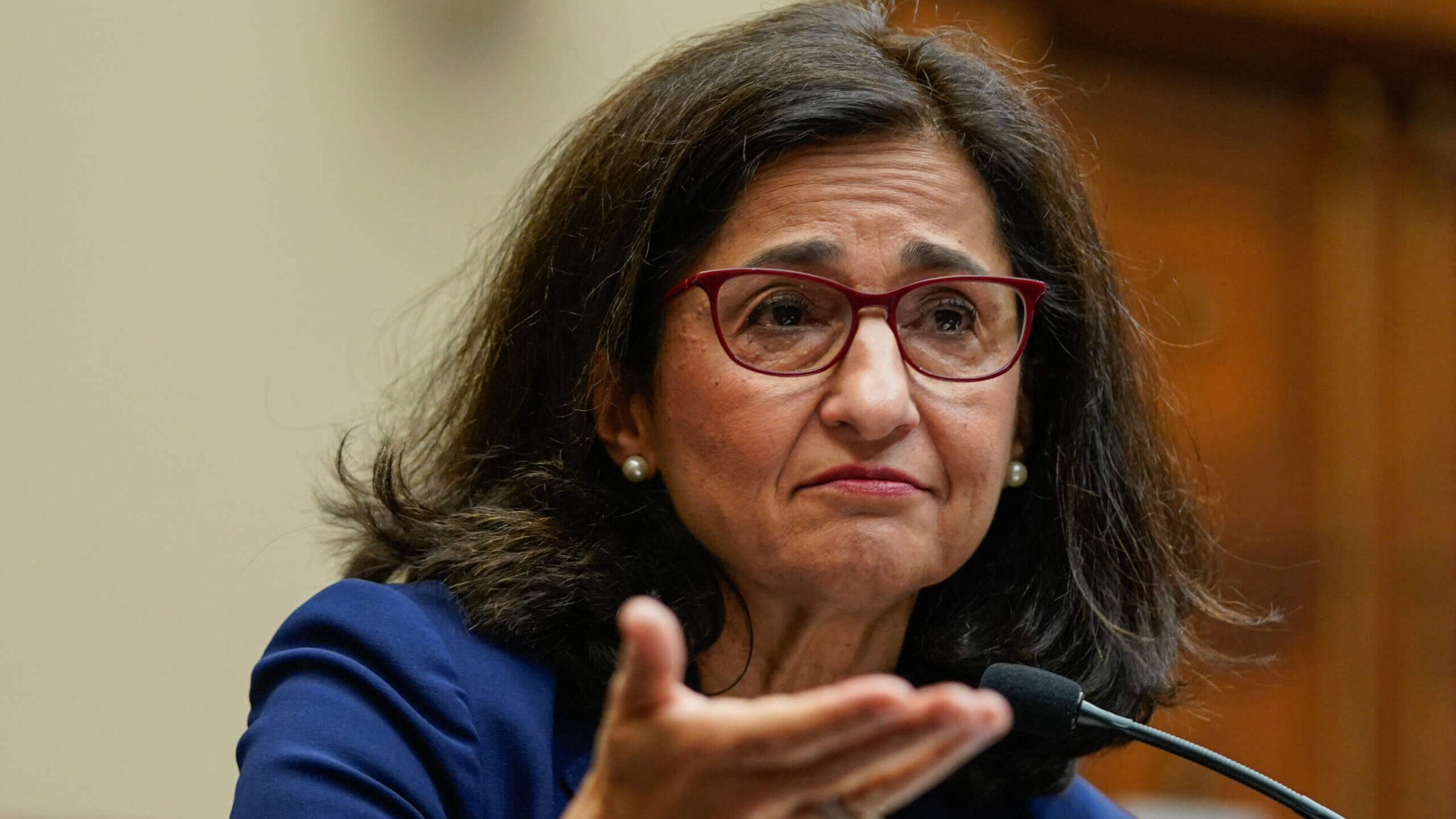 President of Columbia University Dr. Nemat (Minouche) Shafik testifies during a House Committee on Education and the Workforce hearing about antisemitism on college campuses, on Capitol Hill in Washington, DC, April 17, 2024. 