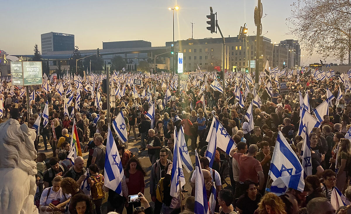 Tens of thousands attended an antigovernment protest outside the Knesset in Jerusalem on March 31, 2024.