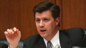 Rep. John N. Hostettler, an Indiana Republican, during the House Armed Services Subcommittee on Readiness hearing at the U.S. Capitol campus, March 25, 2003, (Scott J. Ferrell/Congressional Quarterly/Getty Images)