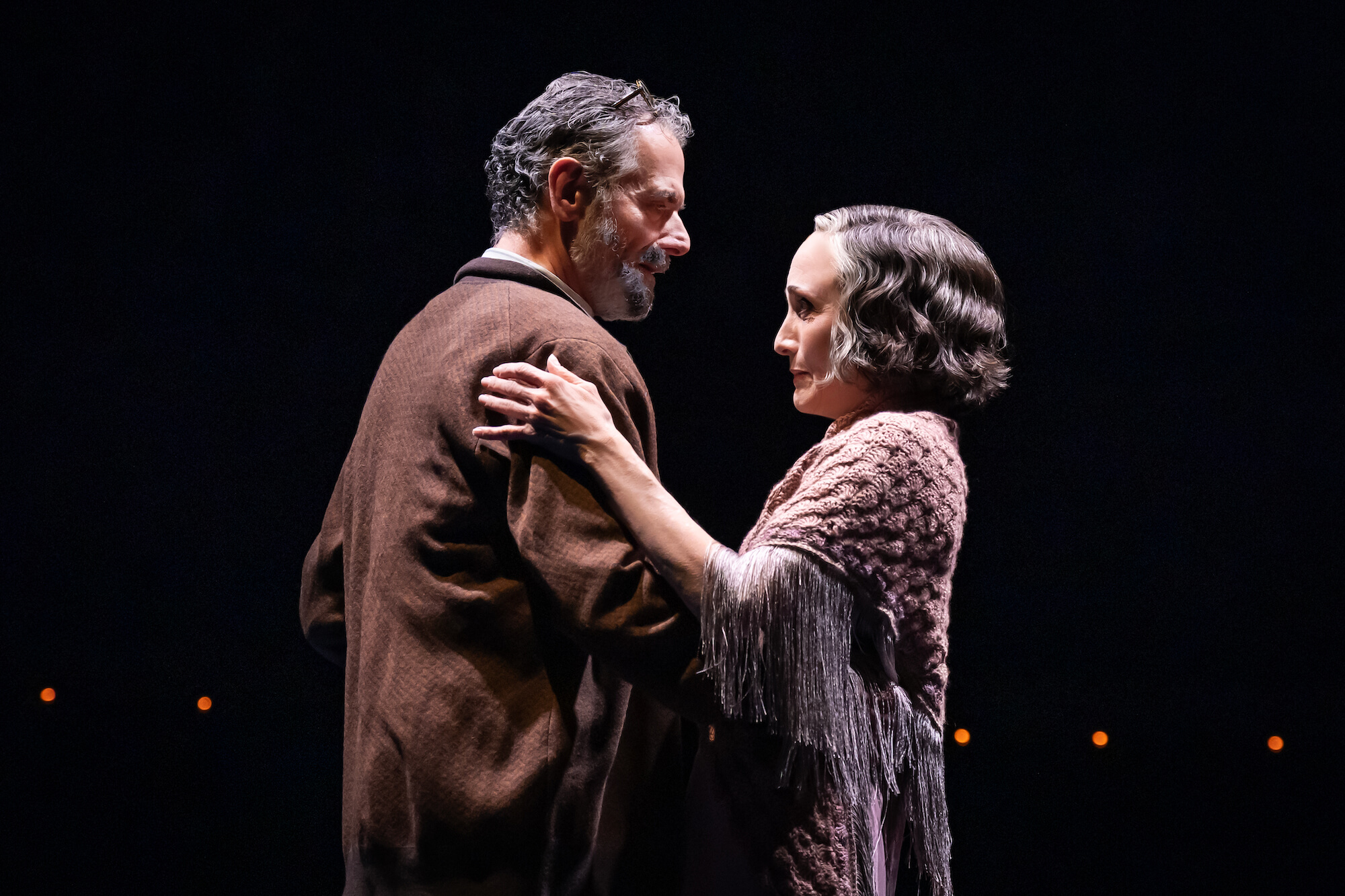 Steven Skybell as Herr Schultz and Bebe Neuwirth as Fraulein Schneider in Rebecca Frecknell's revival of "Cabaret" at the August Wilson Theatre.