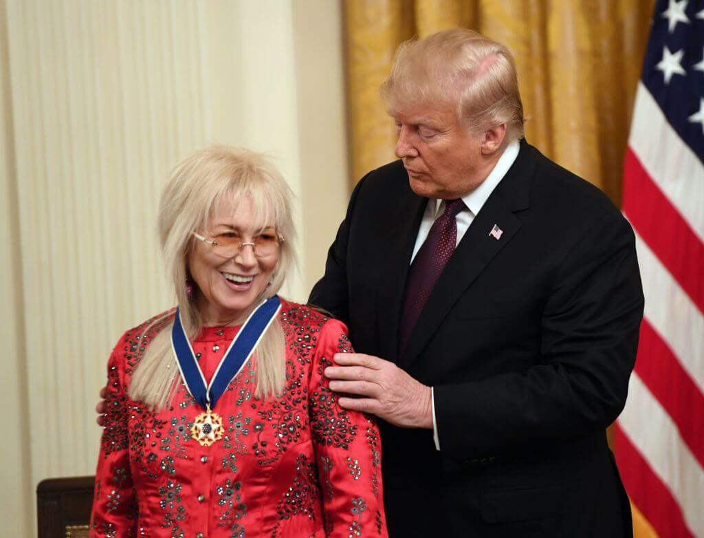 Former President Donald Trump awards the Presidential Medal of Freedom to Dr. Miriam Adelson on Nov. 16, 2018.