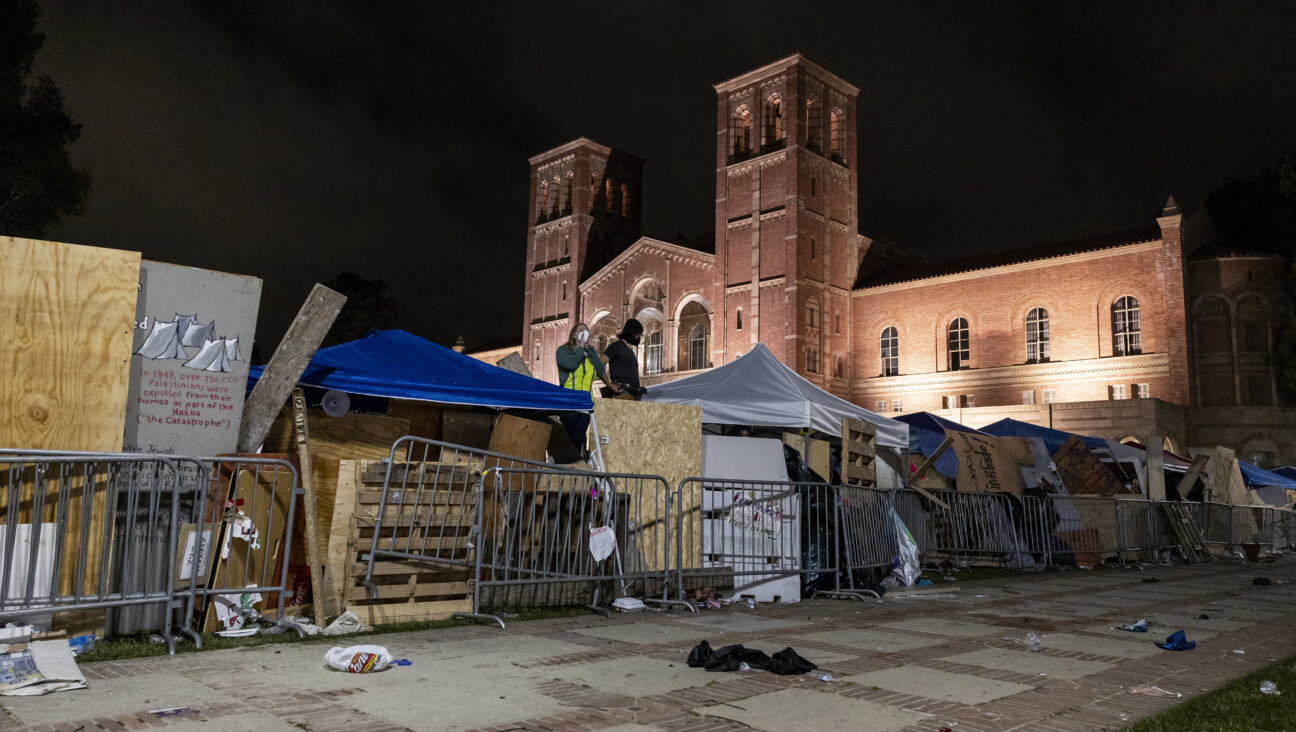 A pro-Palestinian encampment set up on on the campus of UCLA, on May 1, 2024. Law enforcement dismantled it early May 2.