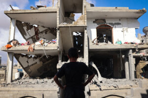 A destroyed building in Rafah on May 7.
