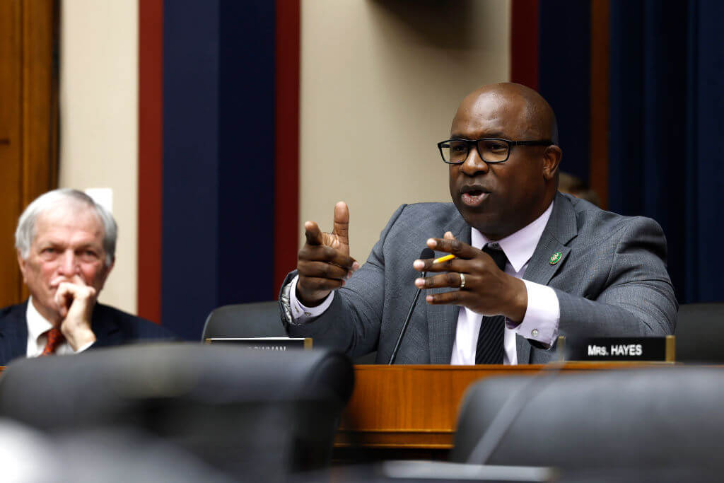 Rep. Jamaal Bowman (D-NY) speaks on May 8.