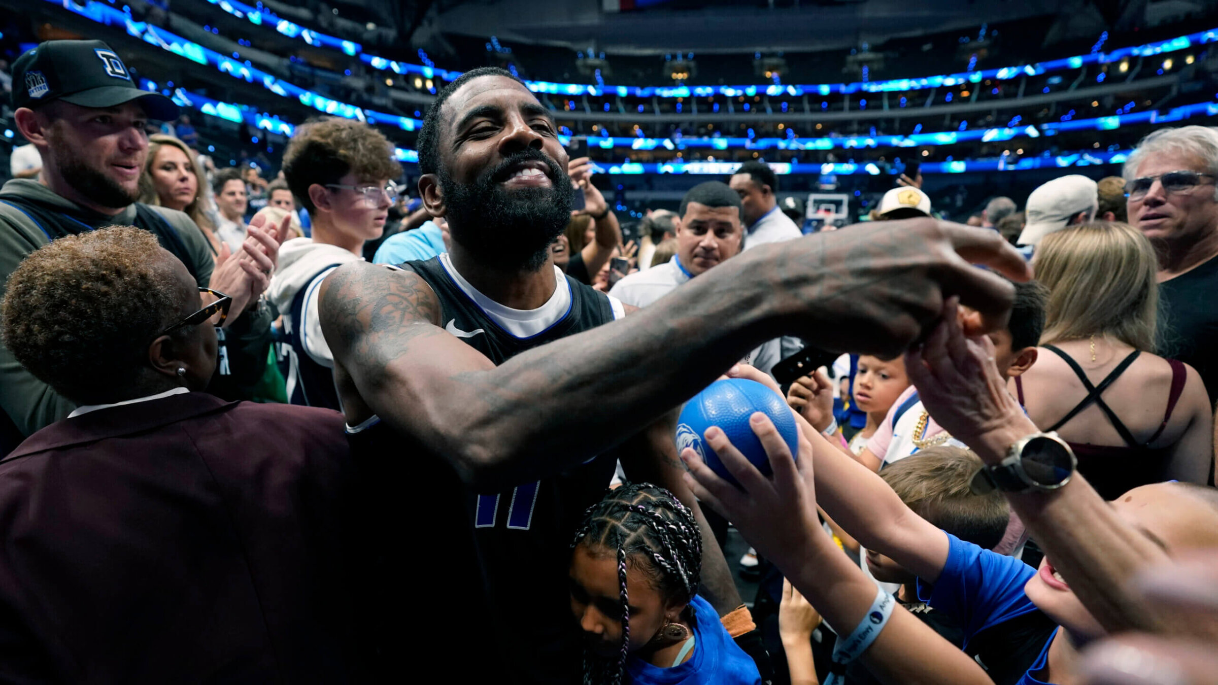 Kyrie Irving leaves the court after the Dallas Mavericks defeated the Oklahoma City Thunder in the Western Conference semifinals.