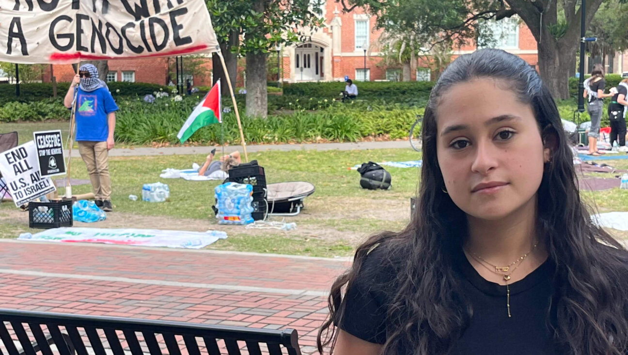 University of Florida student Sarah Beers, the new president of the Jewish Student Union, near a pro-Palestinian protest on campus in April 2024.