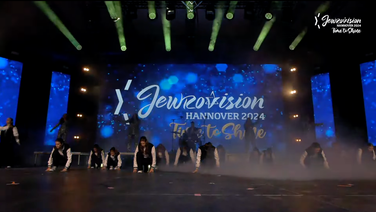The 2024 Jewrovision competition, which took place in Hannover, Germany, on March 31, featured Jewish teens in a song and dance competition. (Screenshot)