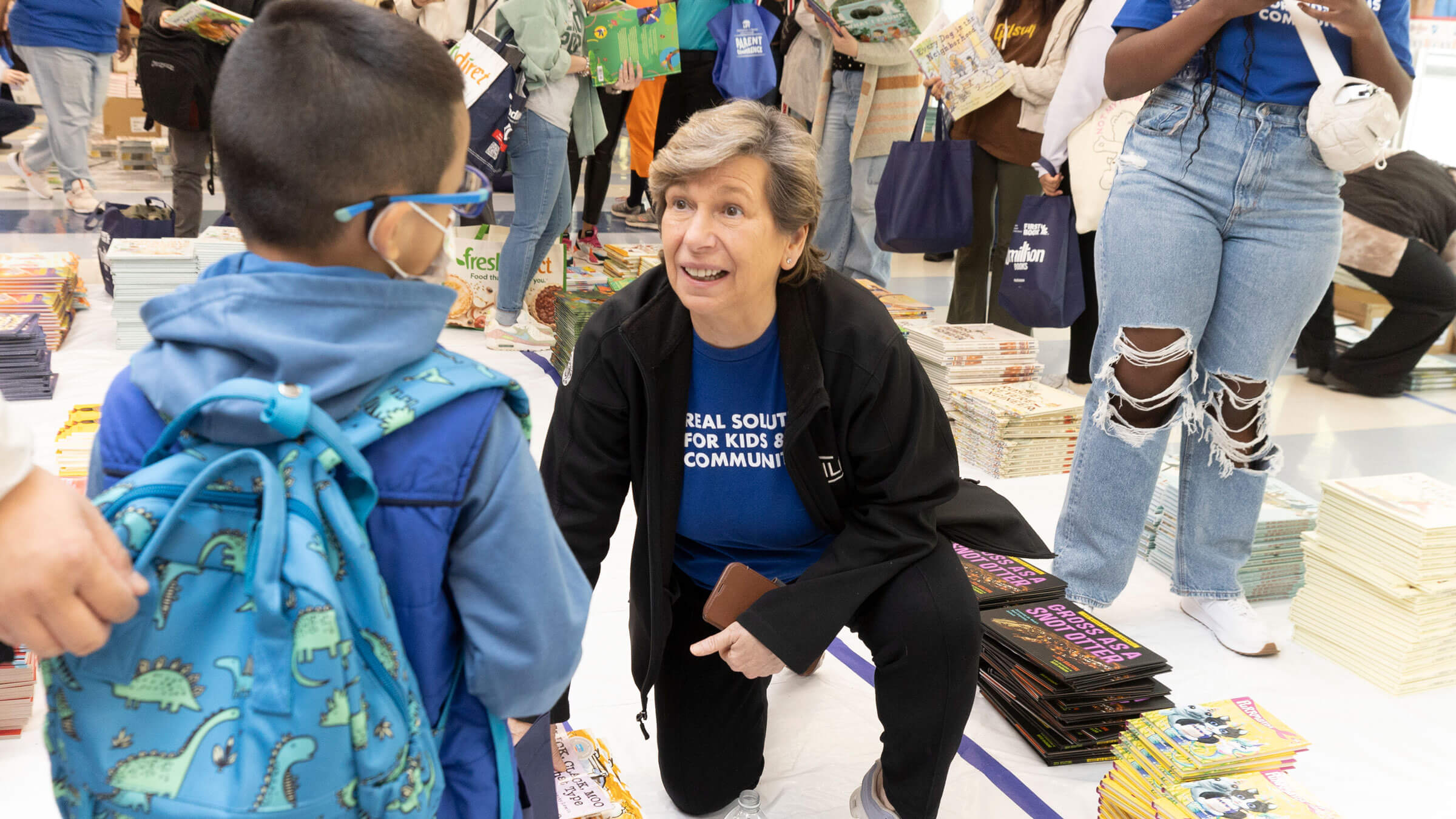 Weingarten, right, at the 10 million-book celebration in New York City on May 11.