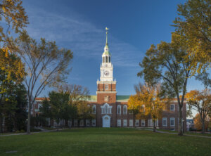 Baker memorial Library is a landmark on the campus of Dartmouth College in Hanover, New Hampshire.