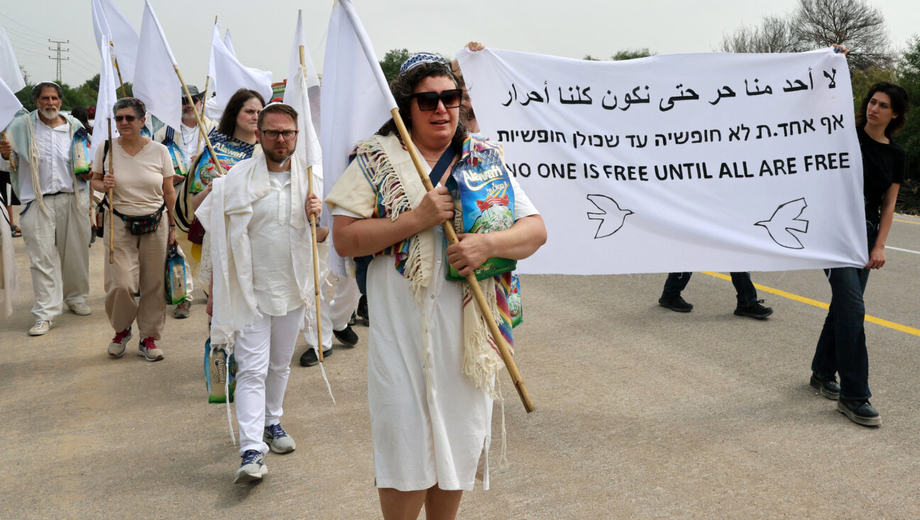 A peace march in Israel approaches the Erez crossing on the border with northern Gaza Strip in April.