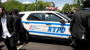 Police at a Jewish community event in Crown Heights, Brooklyn, June 5, 2024. (Luke Tress)