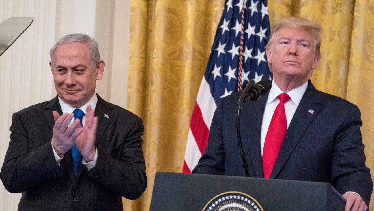President Donald Trump and Israeli Prime Minister Benjamin Netanyahu speak during a joint statement at the White House, Jan. 28, 2020. (Sarah Silbiger/Getty Images)
