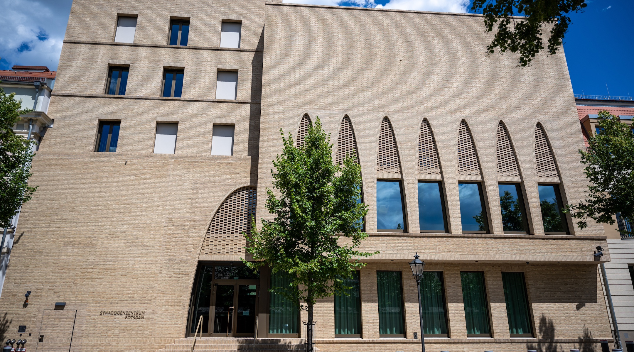 A new Jewish synagogue and community center in Potsdam, Germany dedicated on July 5, 2024 is home to four congregations. ((Monika Skolimowska/picture alliance via Getty Images)