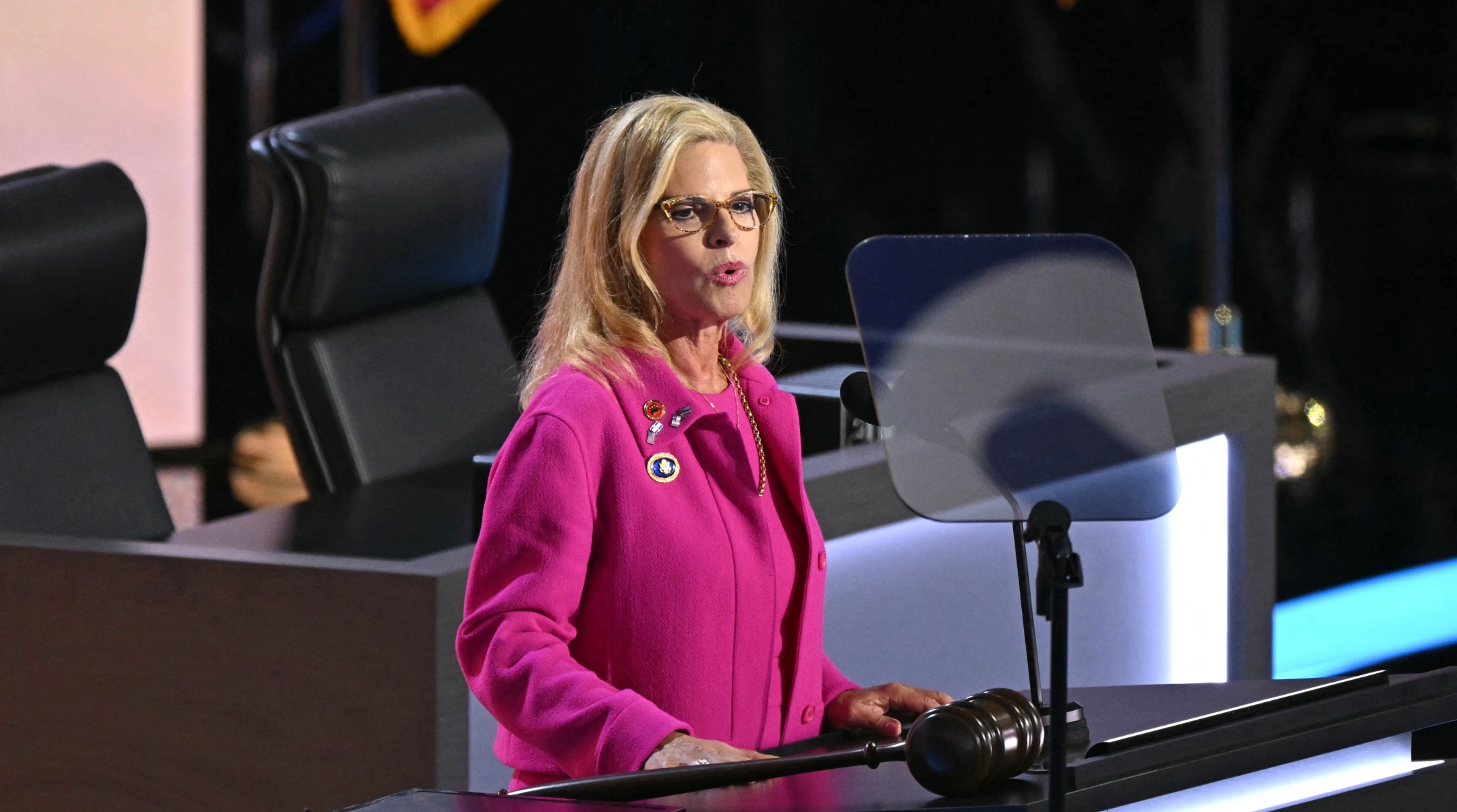 Leora Levy of Connecticut speaks during the first day of the 2024 Republican National Convention at the Fiserv Forum, Milwaukee, July 15, 2024. (Patrick T. Fallon / AFP/via Getty Images)