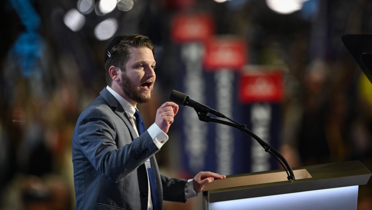 Shabbos Kestenbaum speaks on stage on the third day of the Republican National Convention at the Fiserv Forum, Milwaukee, July 17, 2024. (Leon Neal/Getty Images)
