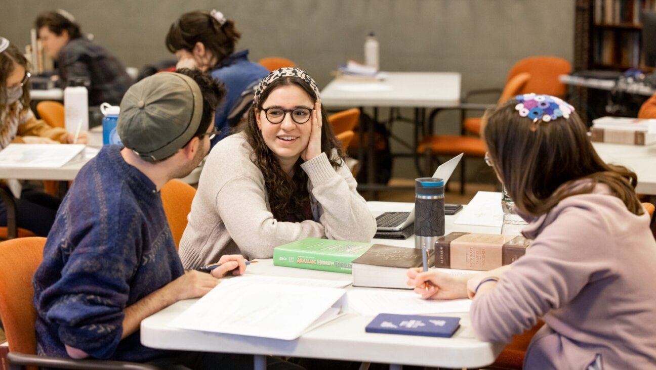 Yael Jaffe, a member of Hadar’s first cohort of rabbinic ordinees, learns in the New York beit midrash, or study hall, of the Jewish learning and programming center. (Courtesy Hadar)