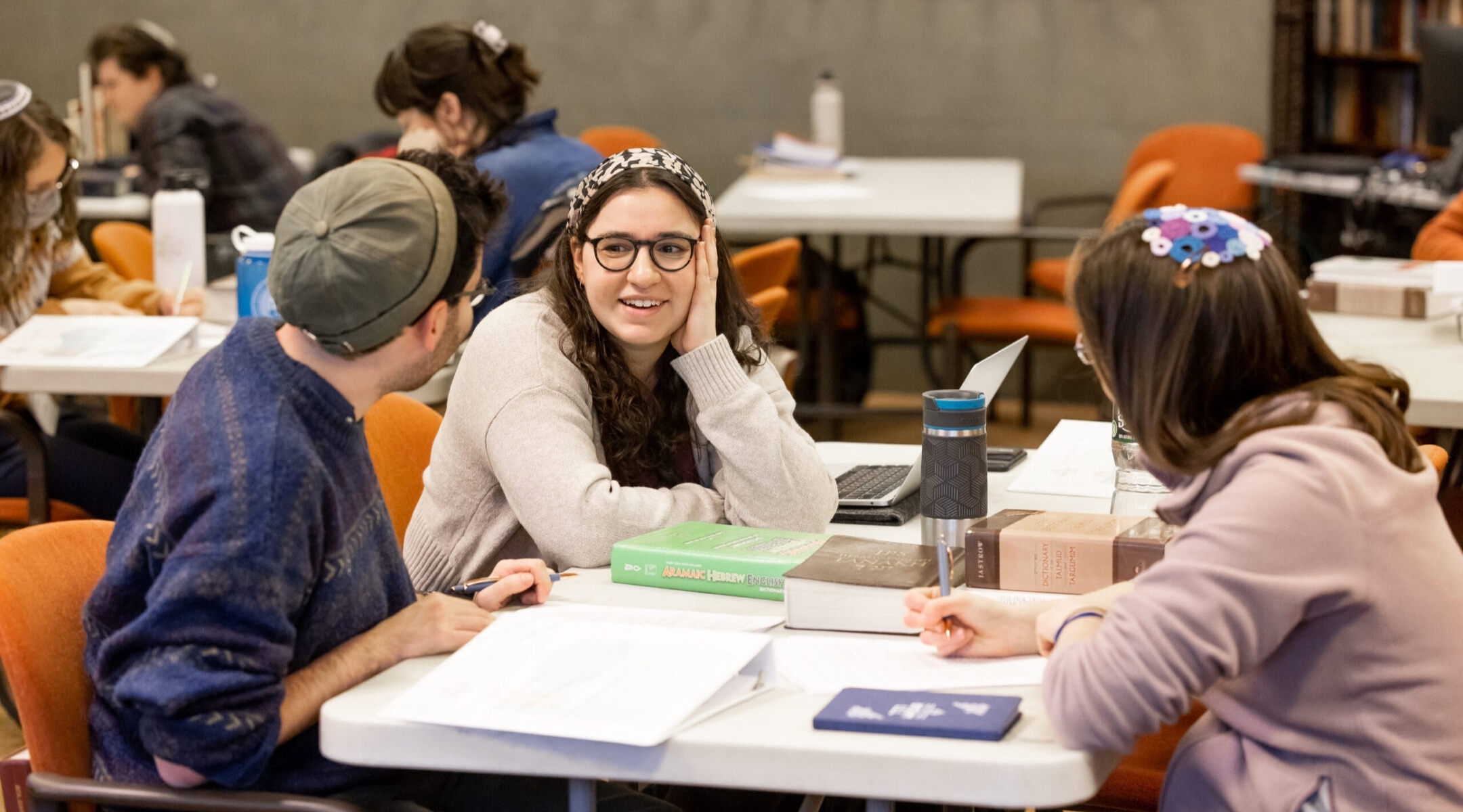 Yael Jaffe, a member of Hadar’s first cohort of rabbinic ordinees, learns in the New York beit midrash, or study hall, of the Jewish learning and programming center. (Courtesy Hadar)
