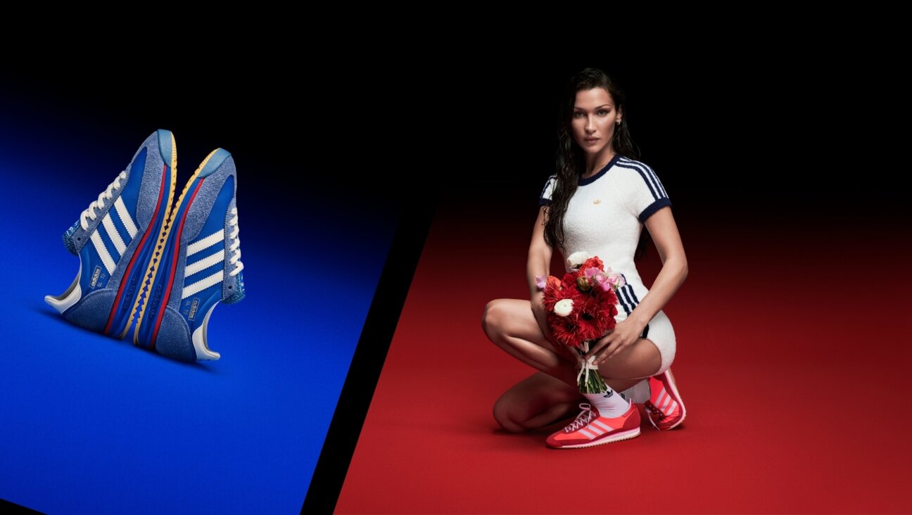 A new campaign for Adidas features supermodel Bella Hadid wearing a reissue of sneakers from the 1972 Munich Olympics. (Photos courtesy of Adidas. Design by Jackie Hajdenberg)
