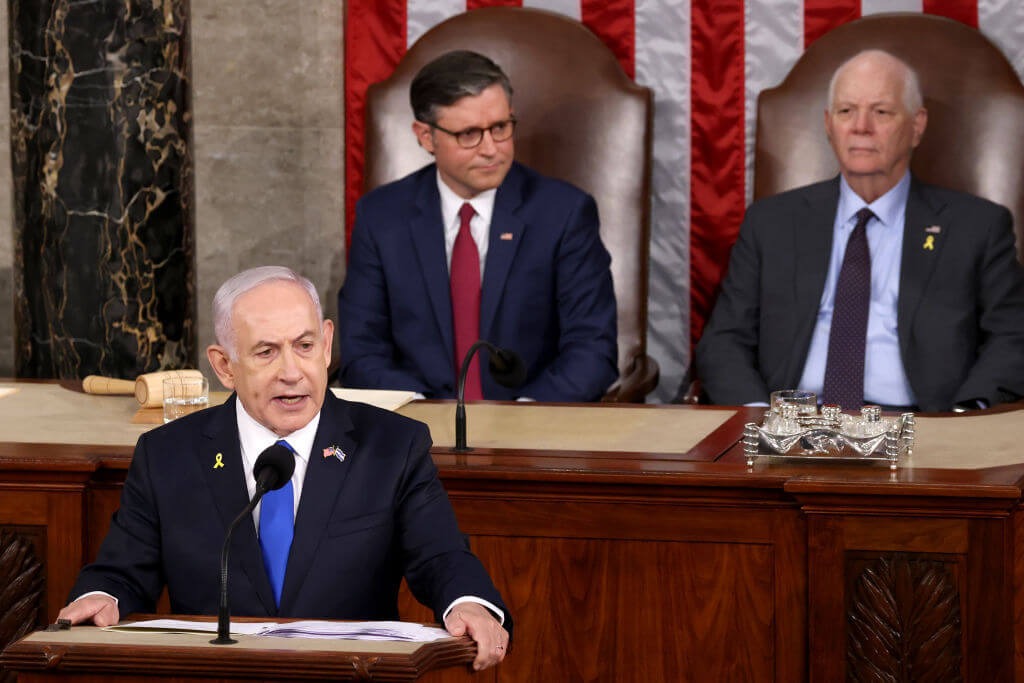 “Our fight is your fight,” Israeli Prime Minister Benjamin Netanyahu said in a speech to Congress on Wednesday. “And our victory will be your victory.” (Getty)