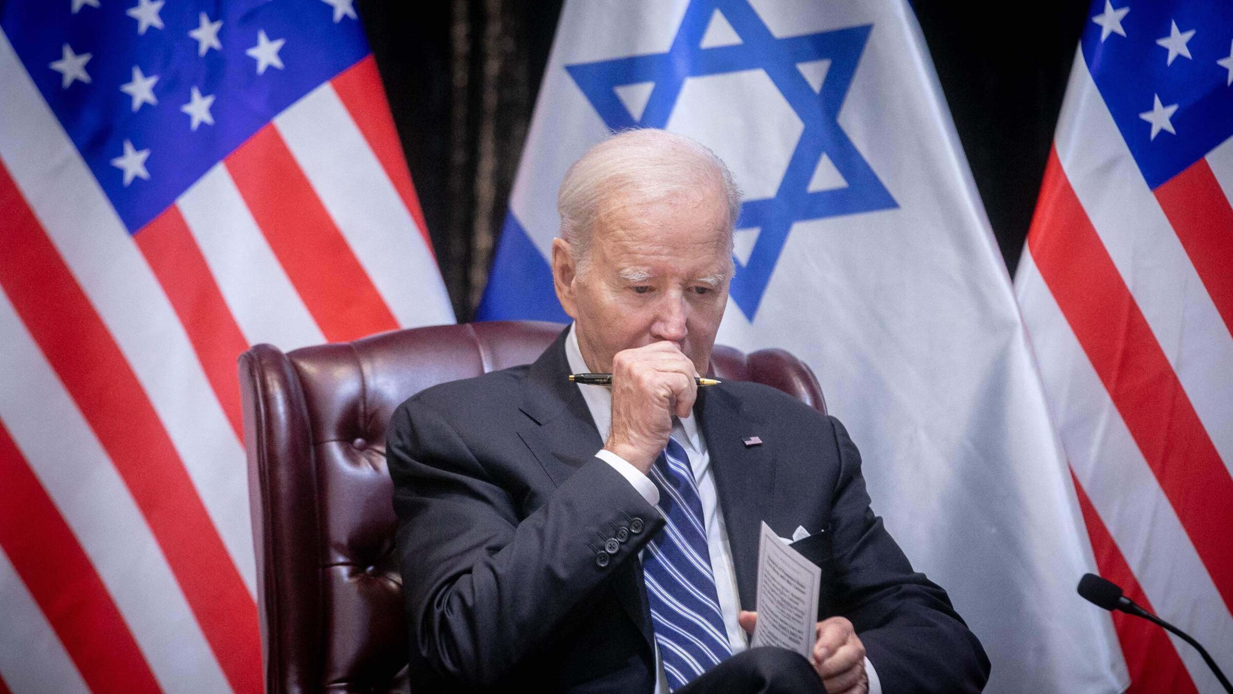 President Joe Biden during a visit to Israel on Oct. 18, 2023, after the onset of the Israel-Hamas war. 