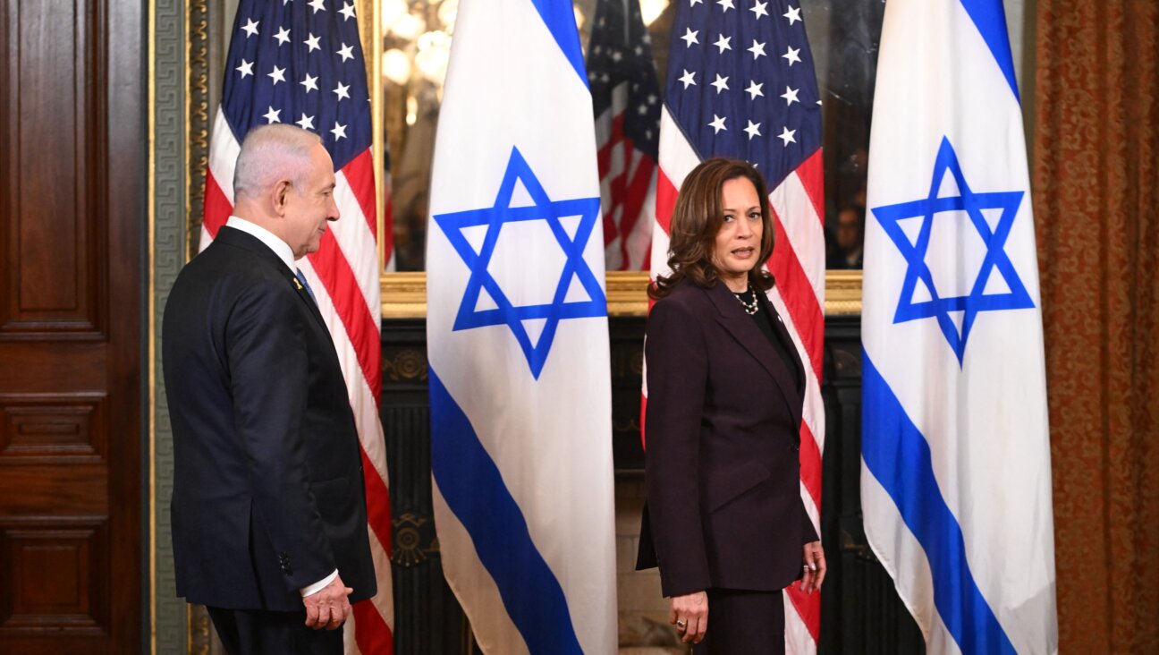 Vice President Kamala Harris and Israeli Prime Minister Benjamin Netanyahu arrive for a meeting in the Vice President's ceremonial office on July 25, 2024. 