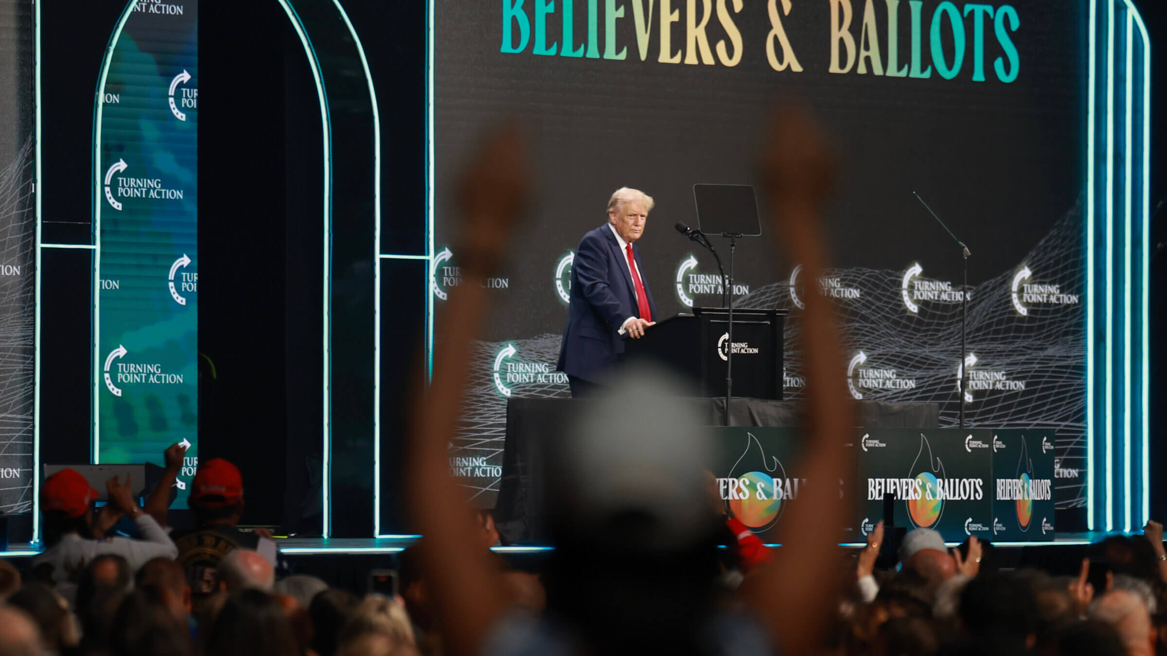 Former President Donald Trump at a Christian conference in Florida last week.