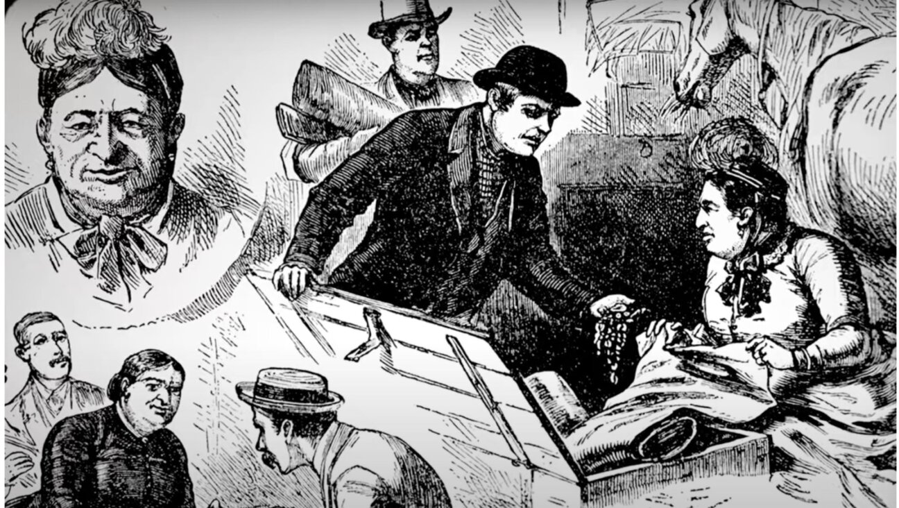 Detail from a montage depicting Mrs. Mandelbaum’s ill-gotten gains and the raid on her shop, from an 1884 issue of the <i>National Police Gazette</i>, a 19th- and early 20th-century scandal sheet.