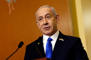 Israeli Prime Minister Benjamin Netanyahu speaks to reporters at the U.S. Capitol Building, July 24.