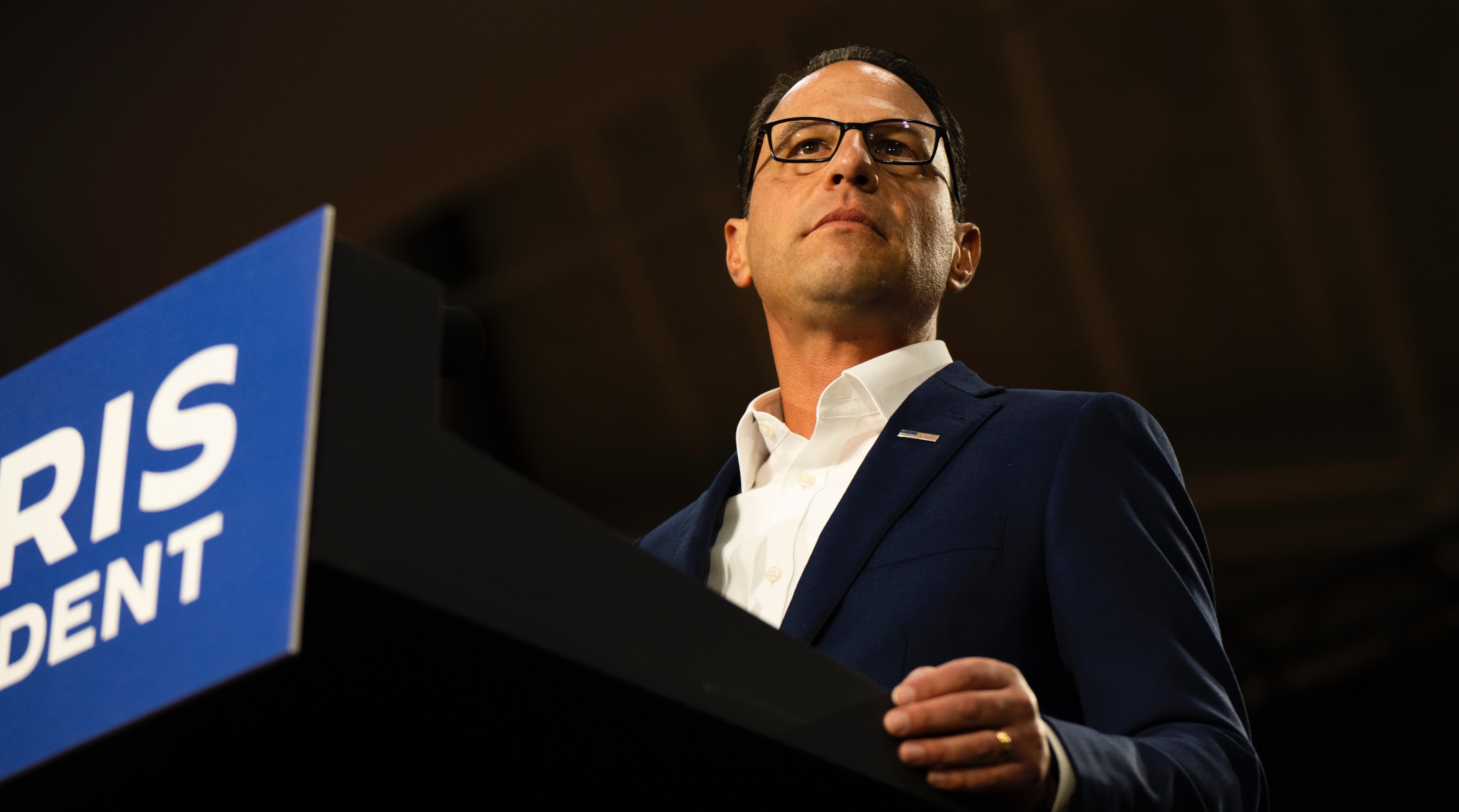 Pennsylvania Gov. Josh Shapiro speaks during a Harris campaign event in Ambler, Pennsylvania, July 29.