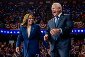 Vice President Kamala Harris and Minnesota Gov. Tim Walz Tuesday in Philadelphia. (Getty)