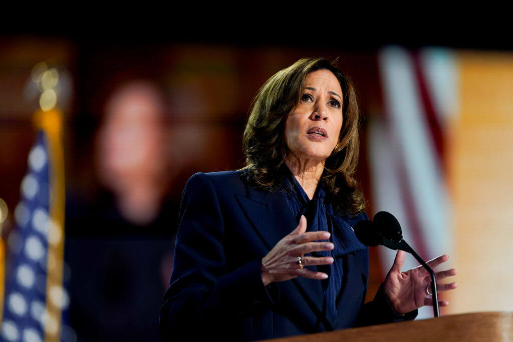 Vice President Kamala Harris speaks during the Democratic National Convention on Aug. 22, 2024. 