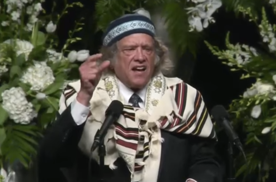 Rabbi Michael Lerner speaking at Muhammad Ali’s funeral, June 10, 2016. (Screenshot from YouTube)