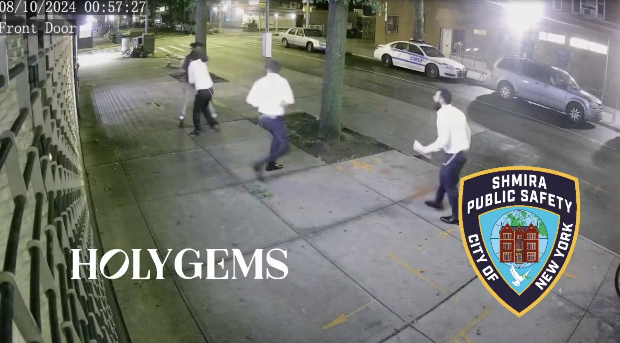 Video shared by Crown Heights Shmira, a neighborhood watch group, shows a stabbing in Crown Heights, Brooklyn, early on Aug. 10, 2024. (Crown Heights Shmira & Holygems)