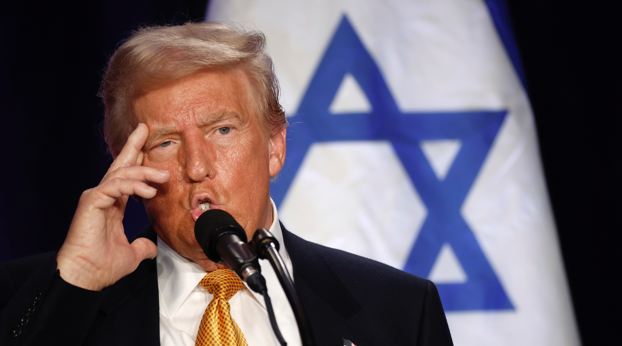 Republican presidential nominee, former U.S. President Donald Trump speaks before prominent Jewish donors at an event titled “Fighting Anti-Semitism in America” at the Hyatt Regency Capitol Hill, Washington D.C., Sept. 19, 2024. (Chip Somodevilla/Getty Images)