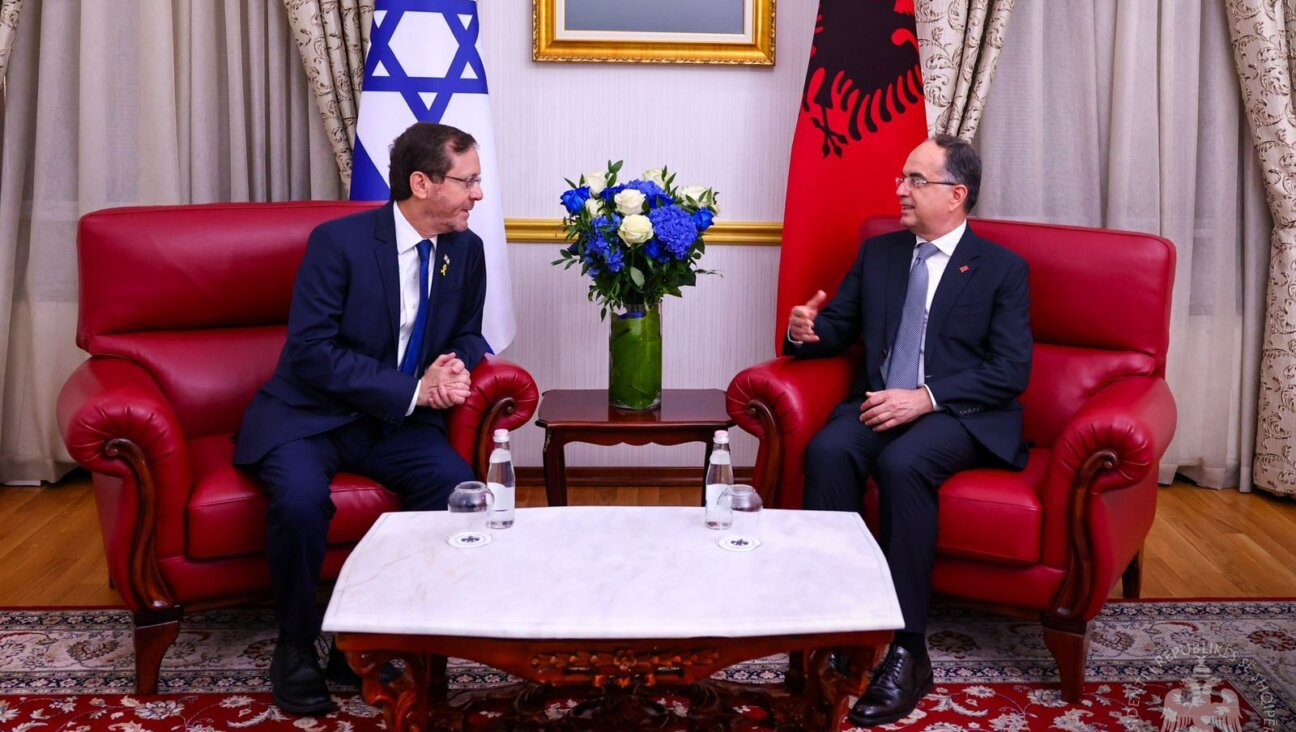 Albanian Prime Minister Edi Rama meets Israeli President Isaac Herzog in Tirana, Albania, Sept. 12, 2024. (Albanian Prime Ministry/Anadolu via Getty Images)