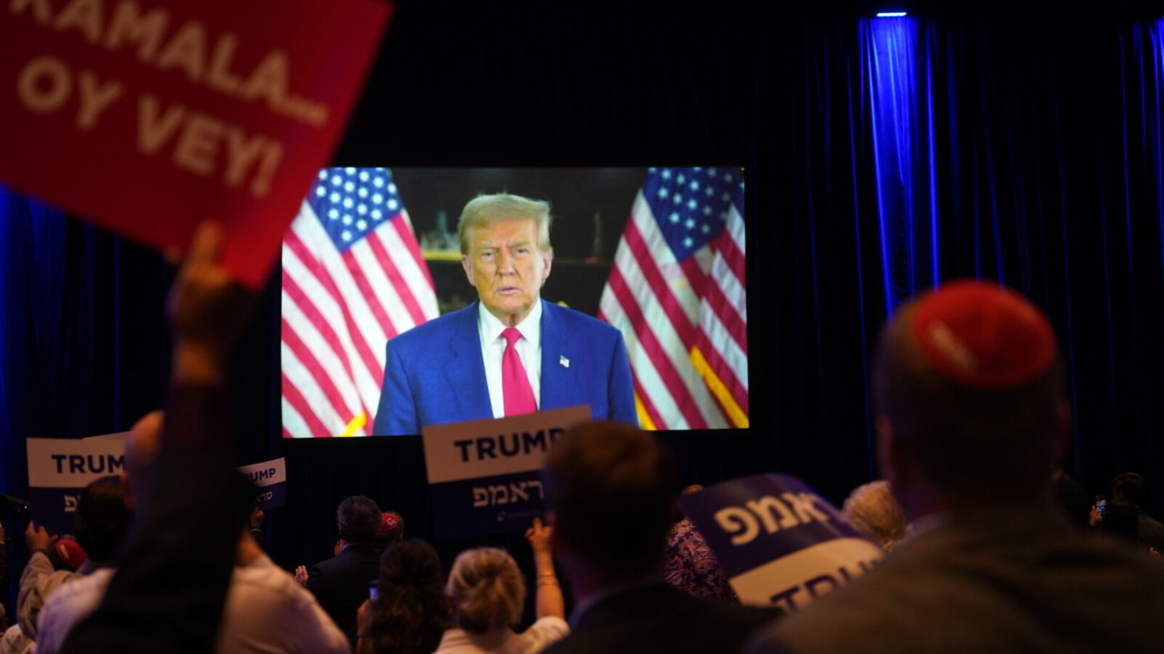 Former president Donald Trump addresses the Republican Jewish Coalition in Las Vegas, Sept. 5, 2024. (Luke Tress)