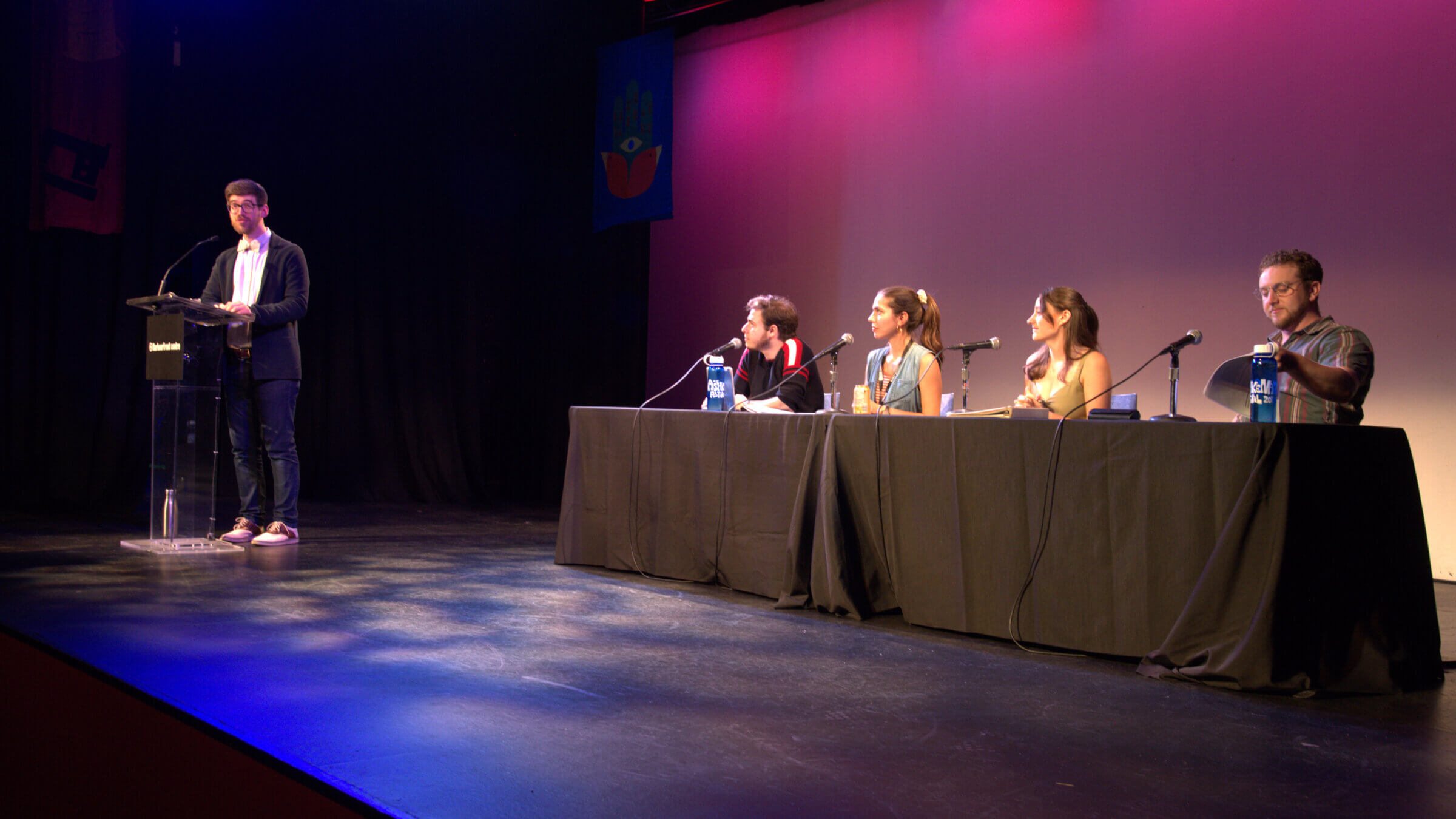 Michael Fraiman (left) debuted his new audio drama "Justice: A Holocaust Zombie Story" at the Ashkenaz Festival last week.