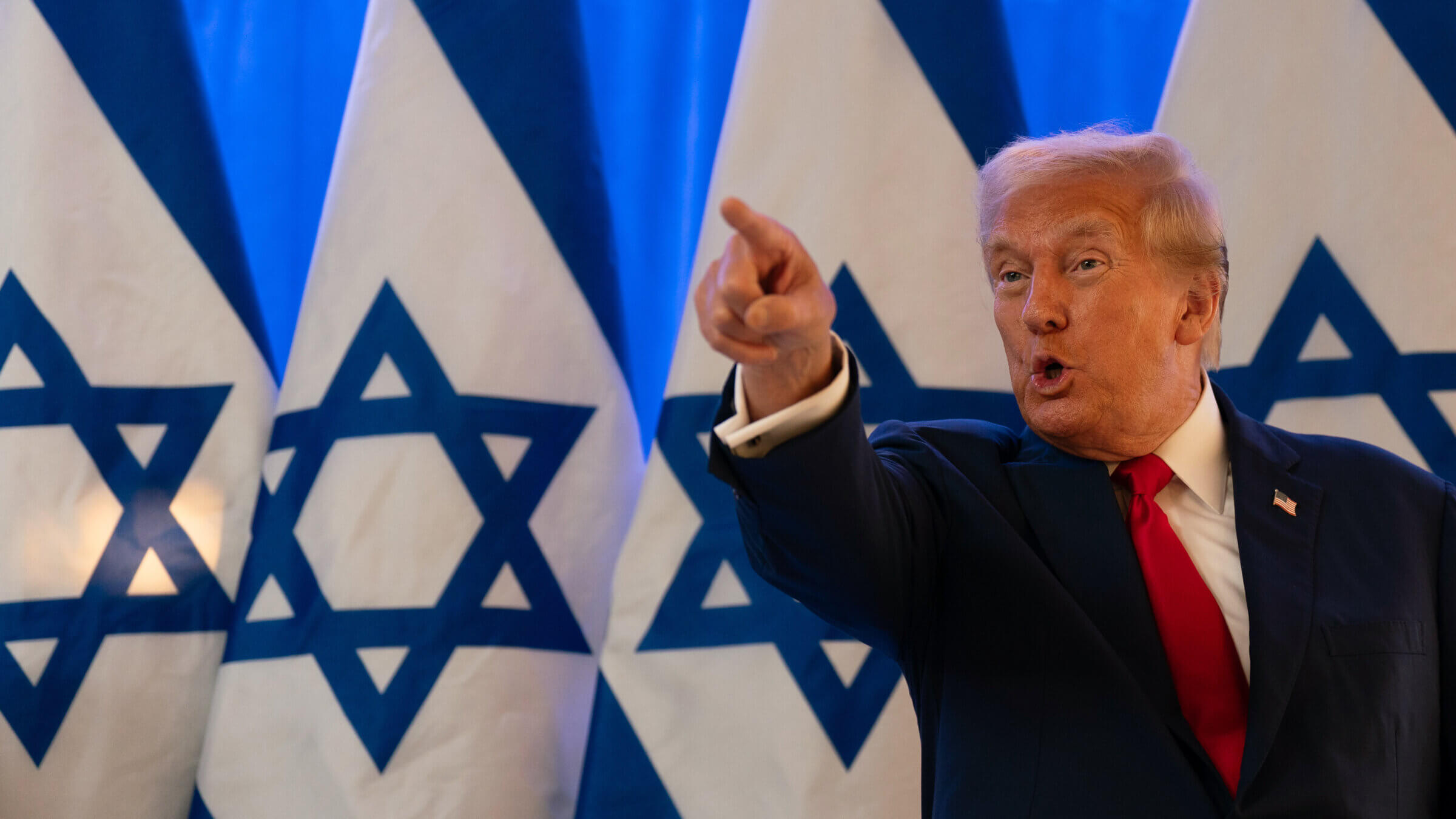 Donald Trump speaks at an event meant to raise awareness of antisemitism.