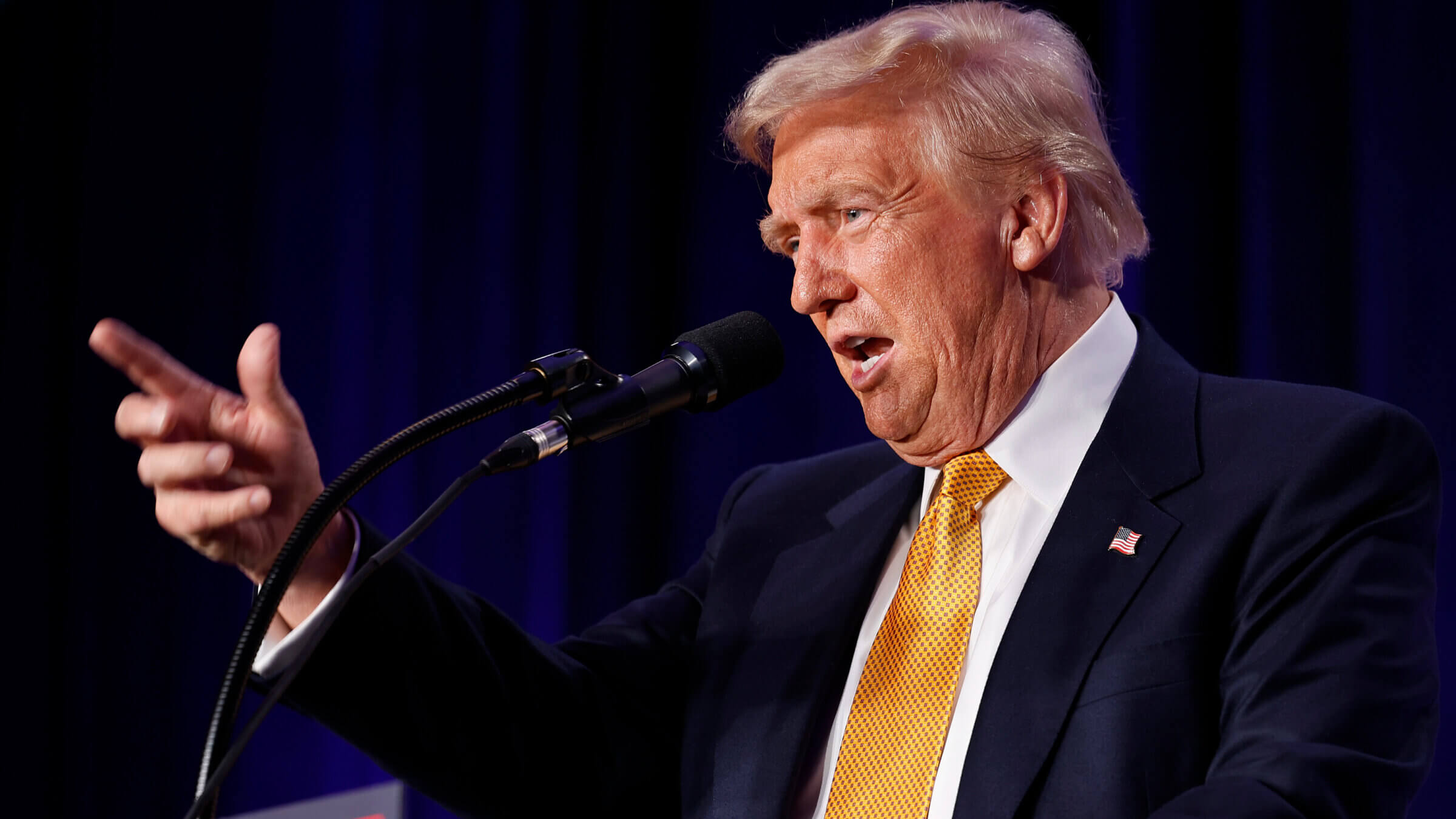 Former U.S. President Donald Trump speaks at an event titled "Fighting Anti-Semitism in America" at the Hyatt Regency Capitol Hill on Sept. 19, 2024.