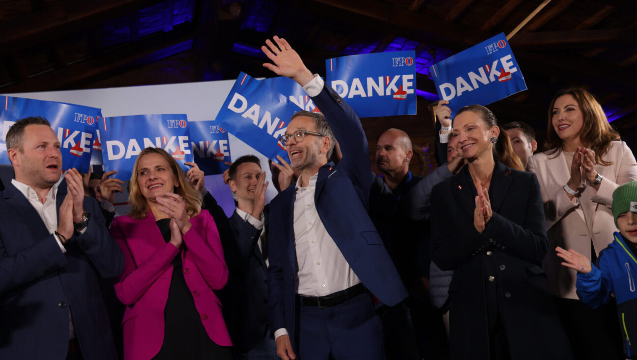 Lead candidate of the far-right Freedom Party of Austria, Herbert Kickl, celebrates with supporters at the FPO’s election party following Austria’s parliamentary elections in Vienna, Sept. 29, 2024. (Sean Gallup/Getty Images)