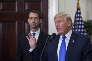 Former President Donald Trump and Sen, Tom Cotton (R-AK) on Aug. 2, 2017. 