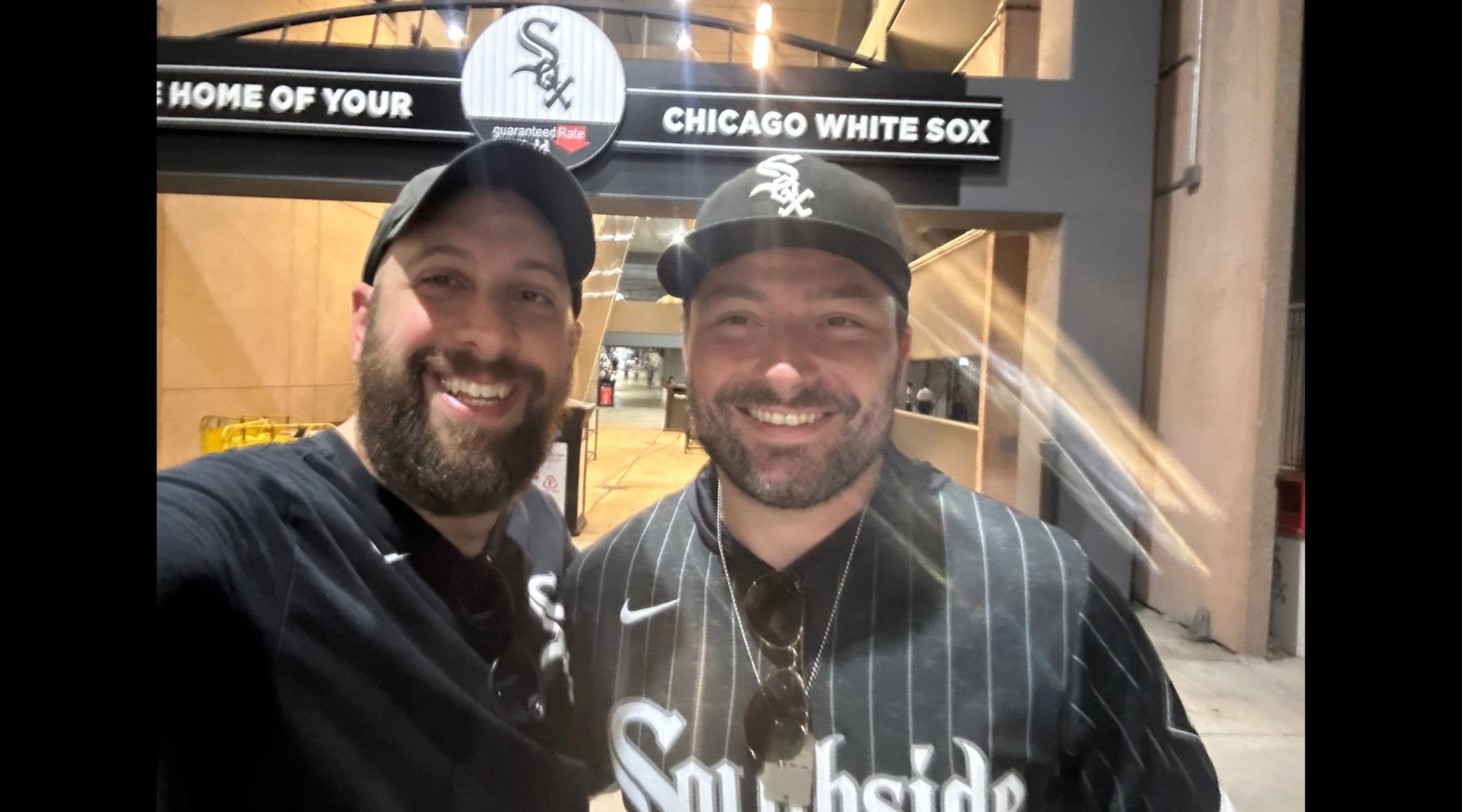 Henry Bernstein, left, and Jason Loeb at a Chicago White Sox game during the 2024 season. (Courtesy of Bernstein)