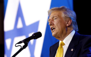 Former President Donald Trump delivers remarks at the Israeli American Council National Summit on Sept. 19. 